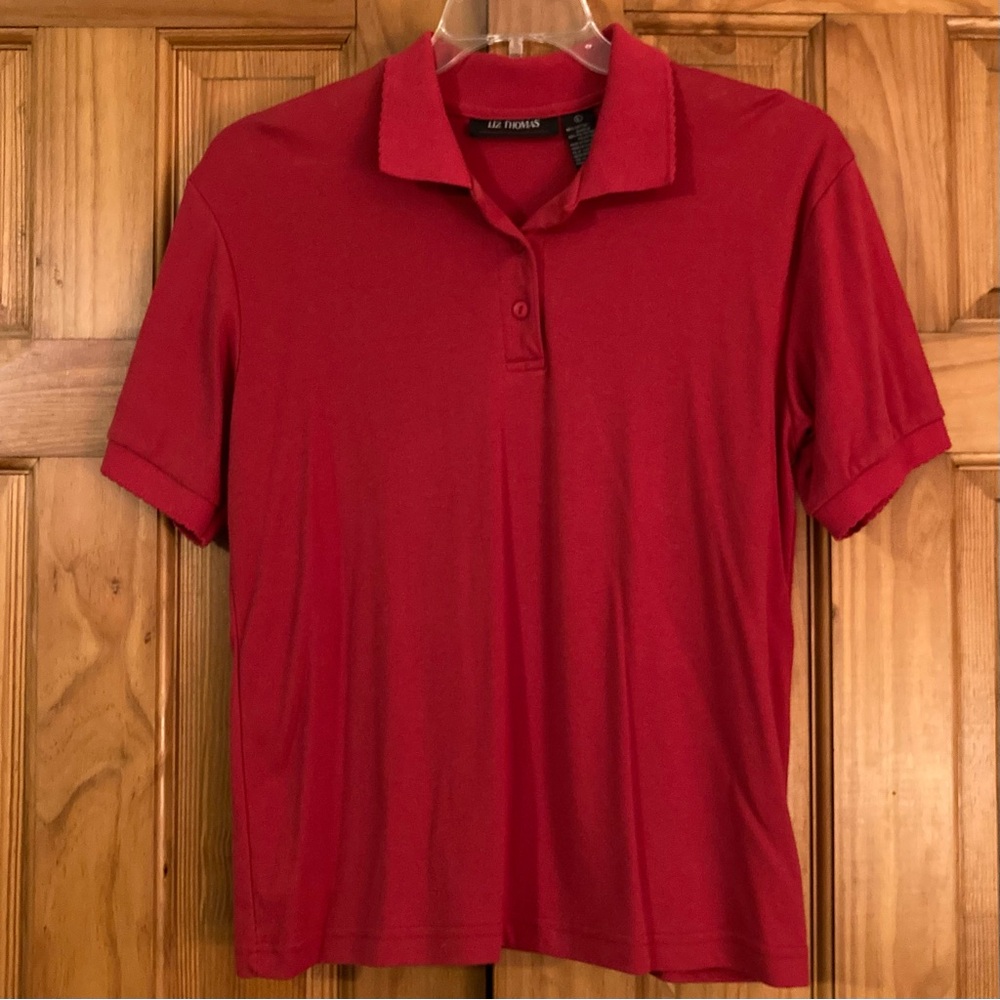NWOT Liz Thomas Vintage 80s 90s Top Short Sleeve Blouse Red Size L Large